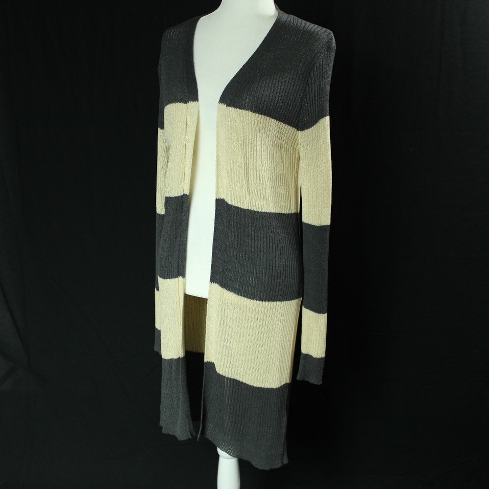 Doe & Rae | Gray & Beige Open Faced Cardigan | Sz S